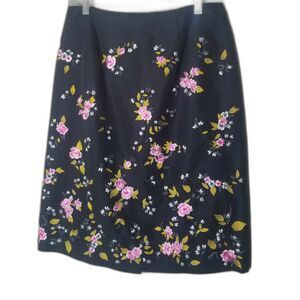 Womens Oscar De La Renta Embordered Silk Blend Skirt Sz 4